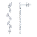 Marquise Moissanite Leaf Dangle Earrings in Sterling Silver