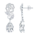 4.5 Carat Pear Shaped Moissanite Rose Flower Dangle Earrings for Wedding