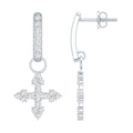 Certified Moissanite Cross Drop Earrings in Sterling Silver