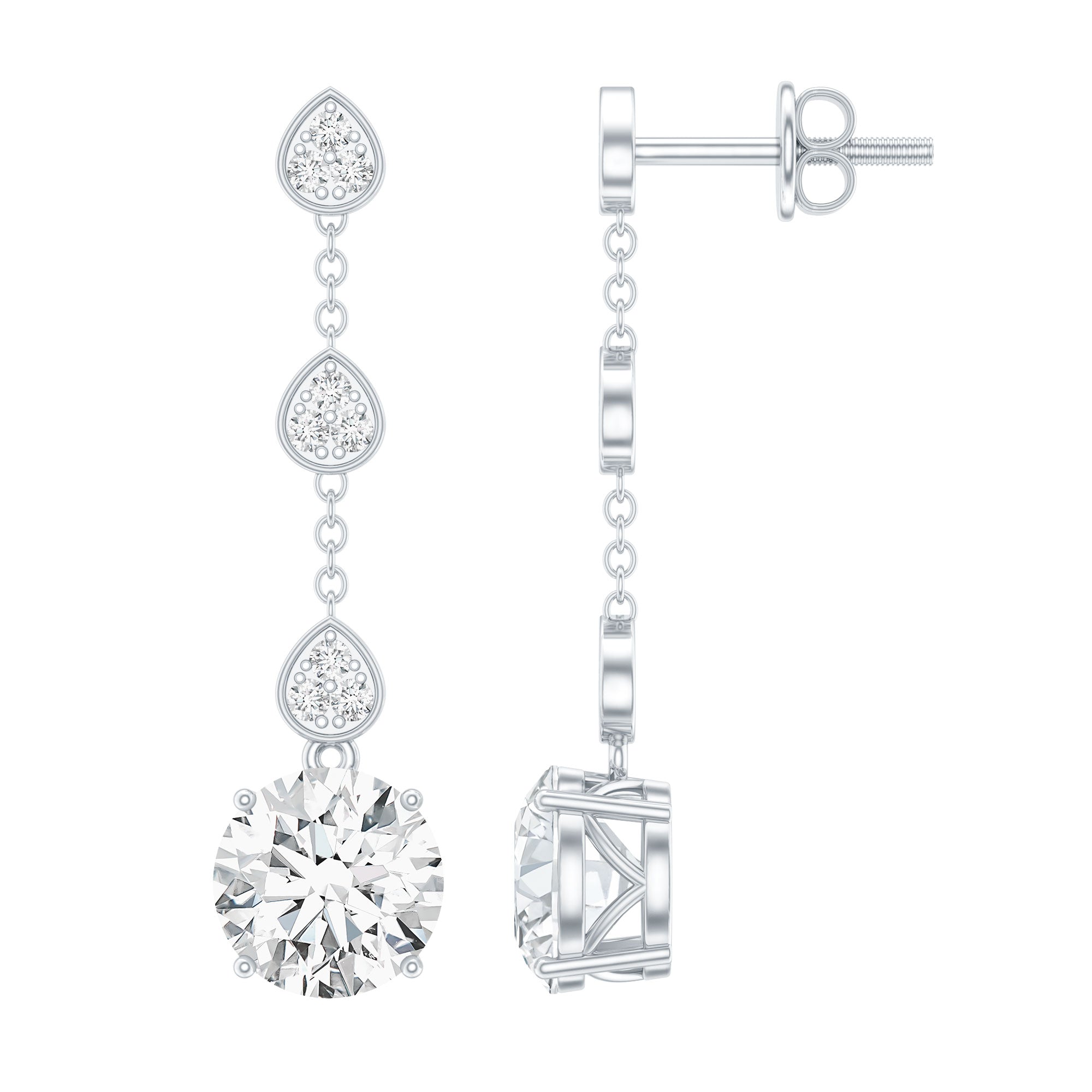 Certified 2.7 Carat Moissanite Dangling Earrings in Silver