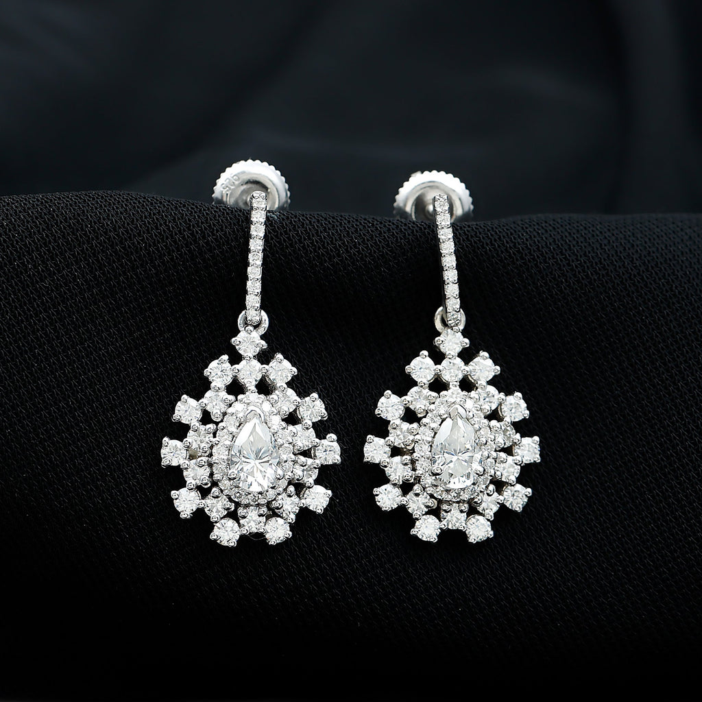 Certified Moissanite Statement Drop Earrings for Wedding