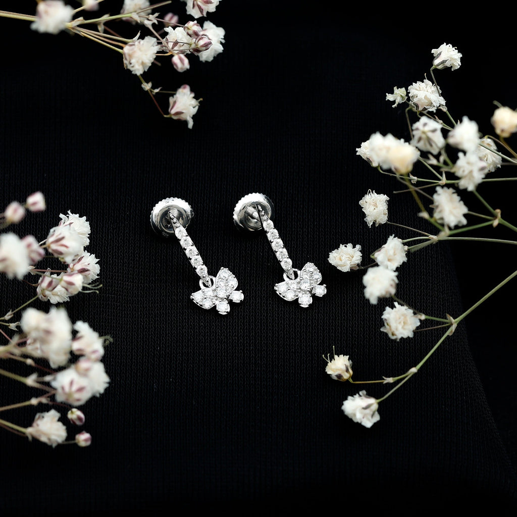 Certified Moissanite Butterfly Drop Earrings for Women