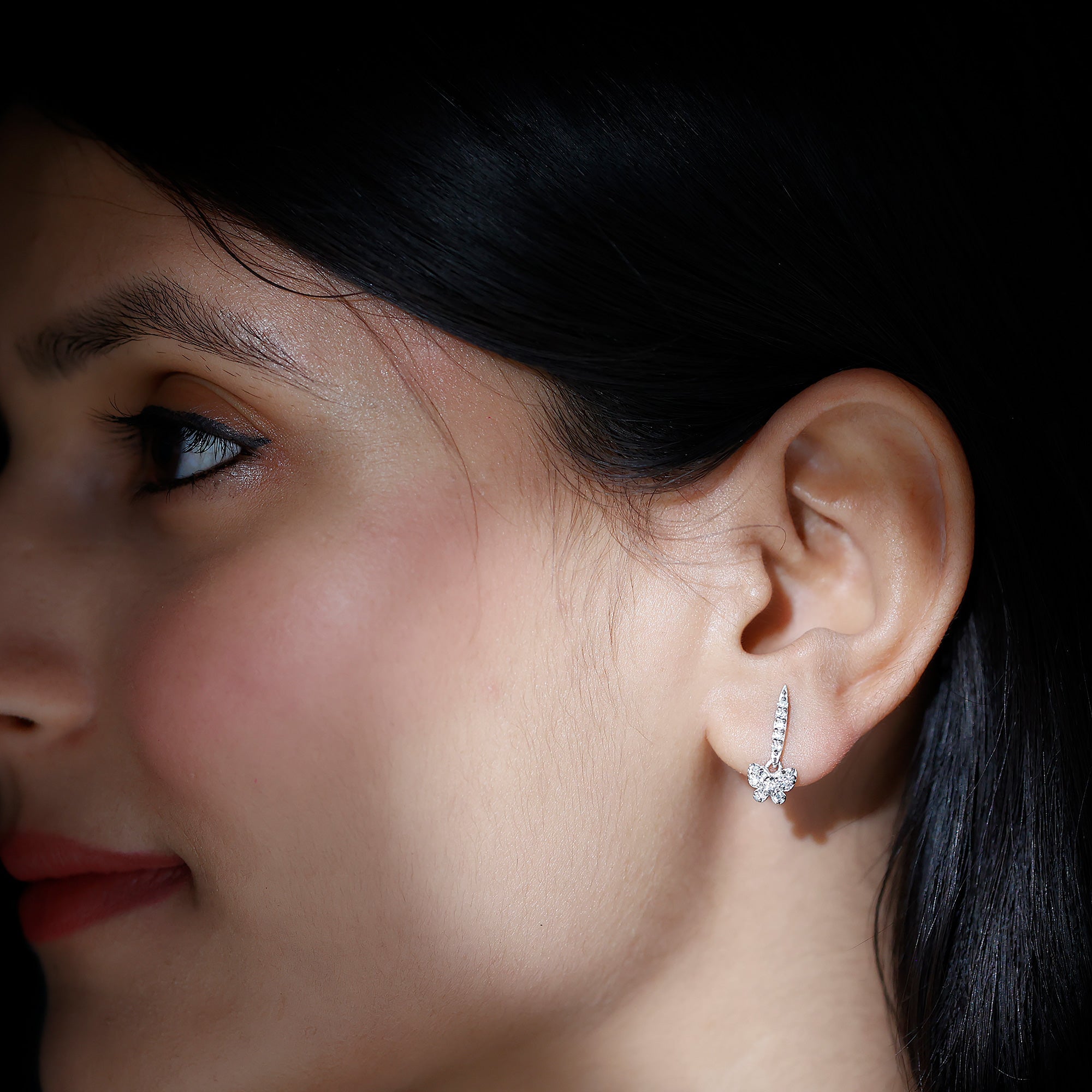 Certified Moissanite Butterfly Drop Earrings for Women