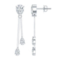 Certified Moissanite Bar Dangle Earrings in Sterling Silver