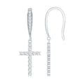 Certified Moissanite Cross Dangle Earrings in Sterling Silver