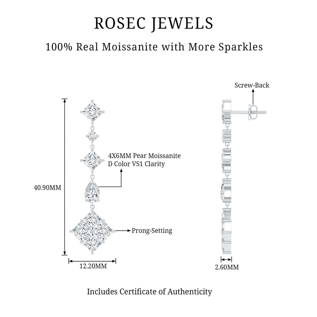 Certified Moissanite Wedding Dangle Earrings for Women
