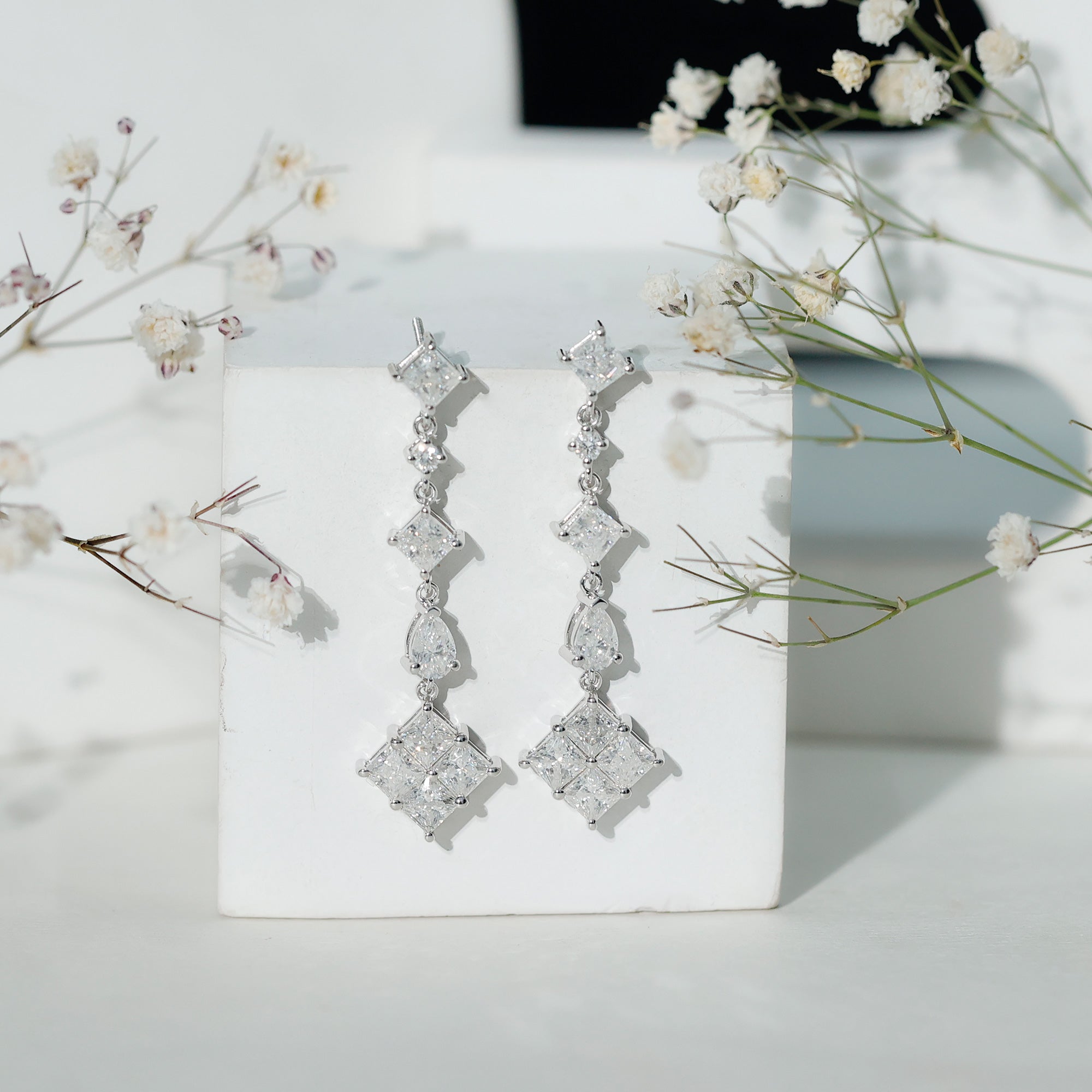 Certified Moissanite Wedding Dangle Earrings for Women