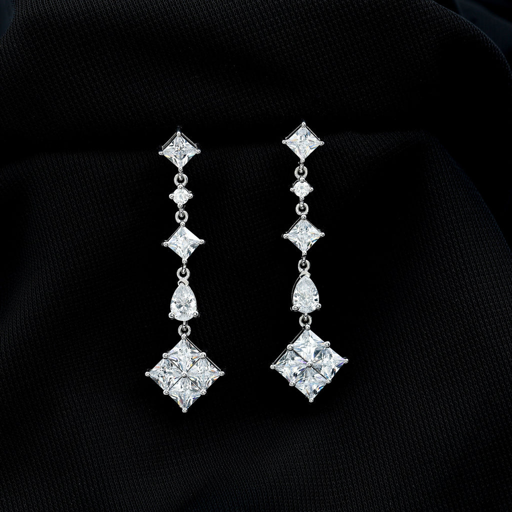 Certified Moissanite Wedding Dangle Earrings for Women