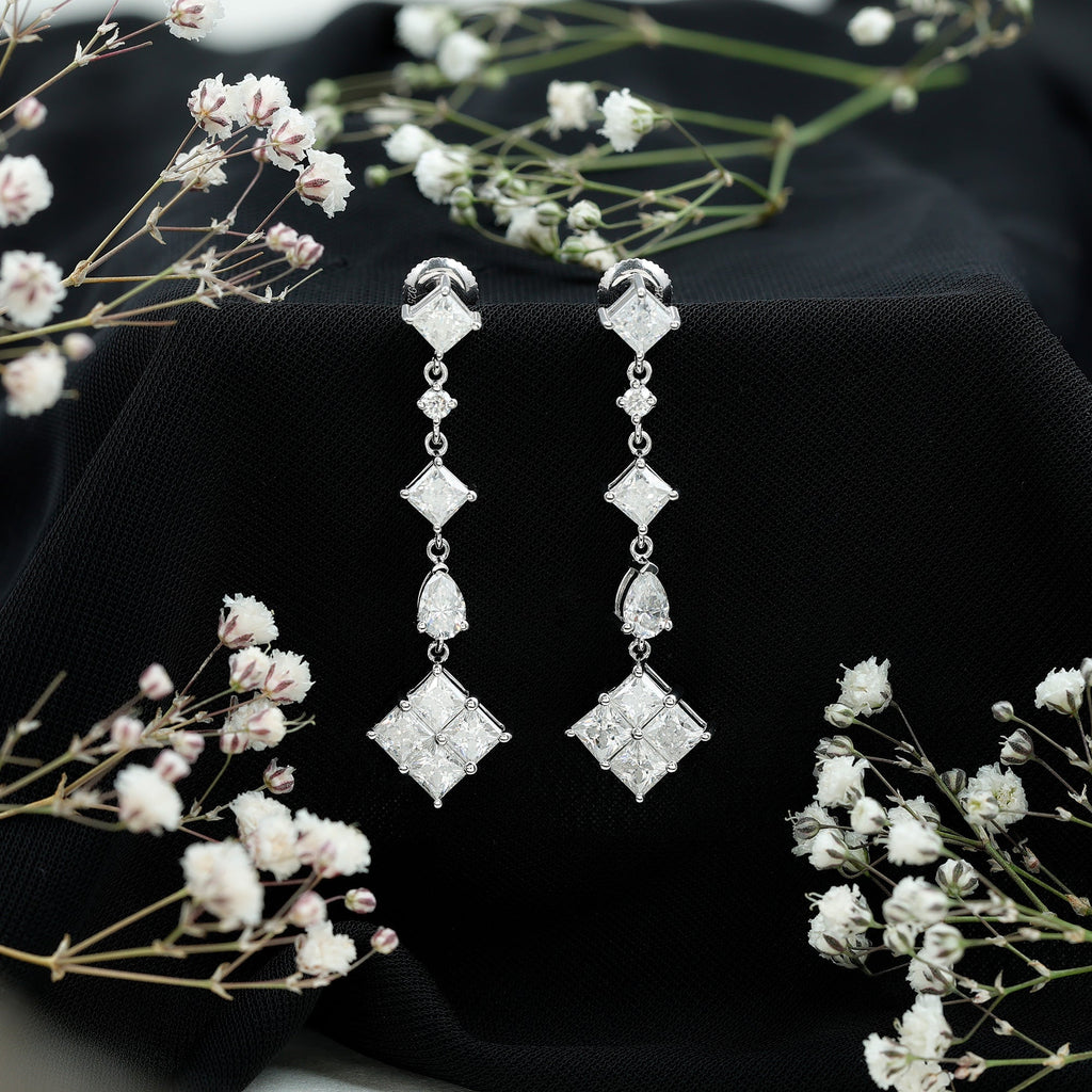 Certified Moissanite Wedding Dangle Earrings for Women