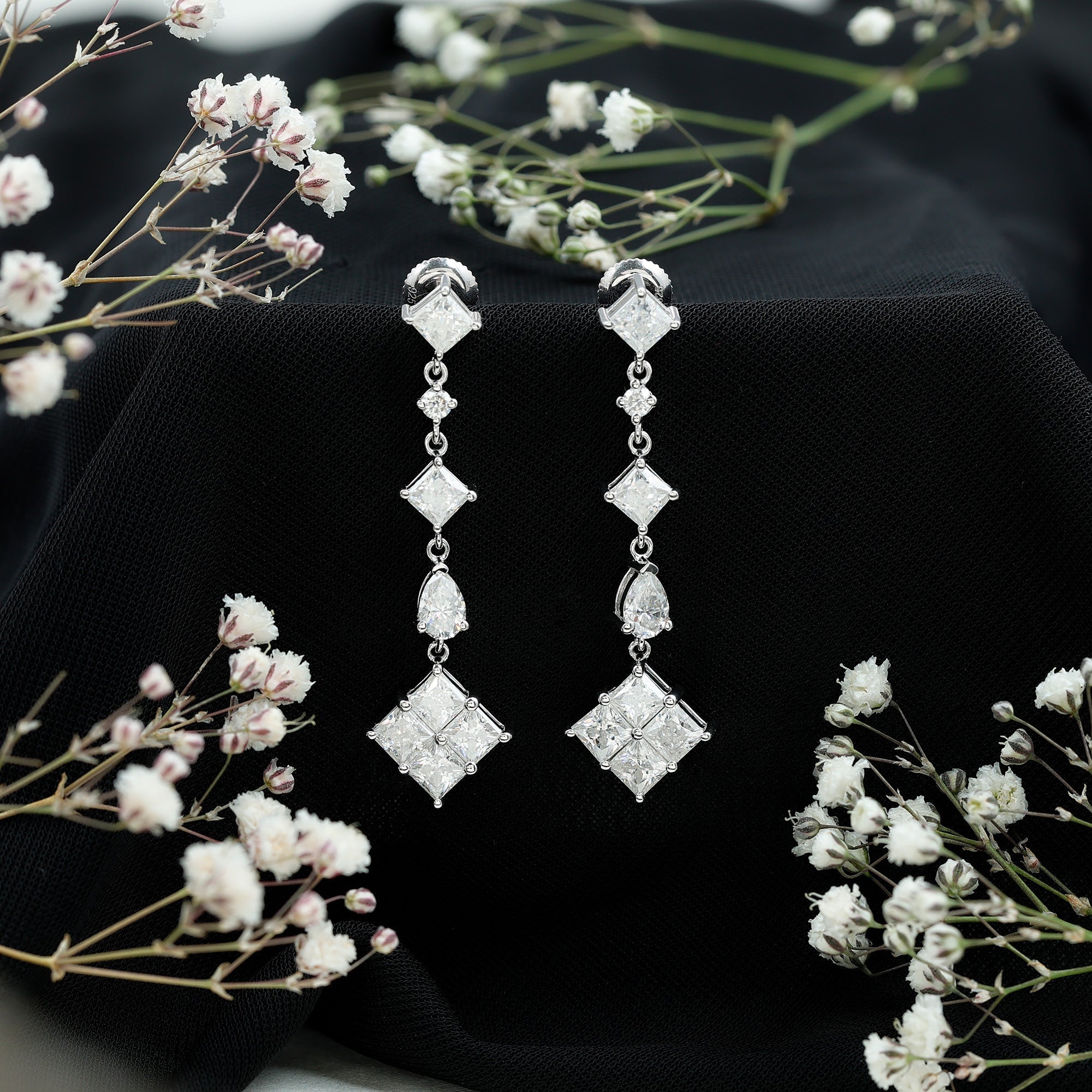 Certified Moissanite Wedding Dangle Earrings for Women