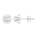 Round Diamond Solitaire Stud Earrings with Screw Back