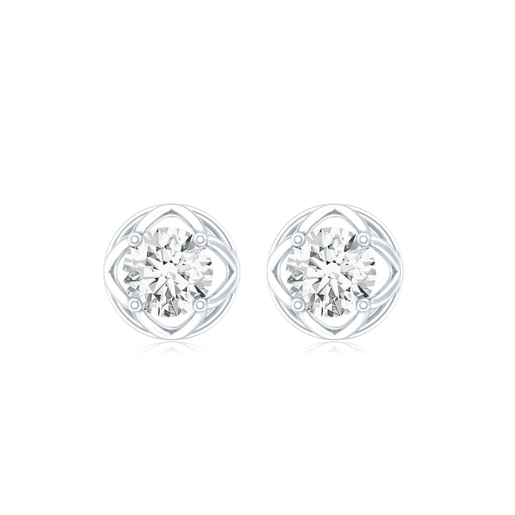 Round Diamond Solitaire Stud Earrings with Screw Back
