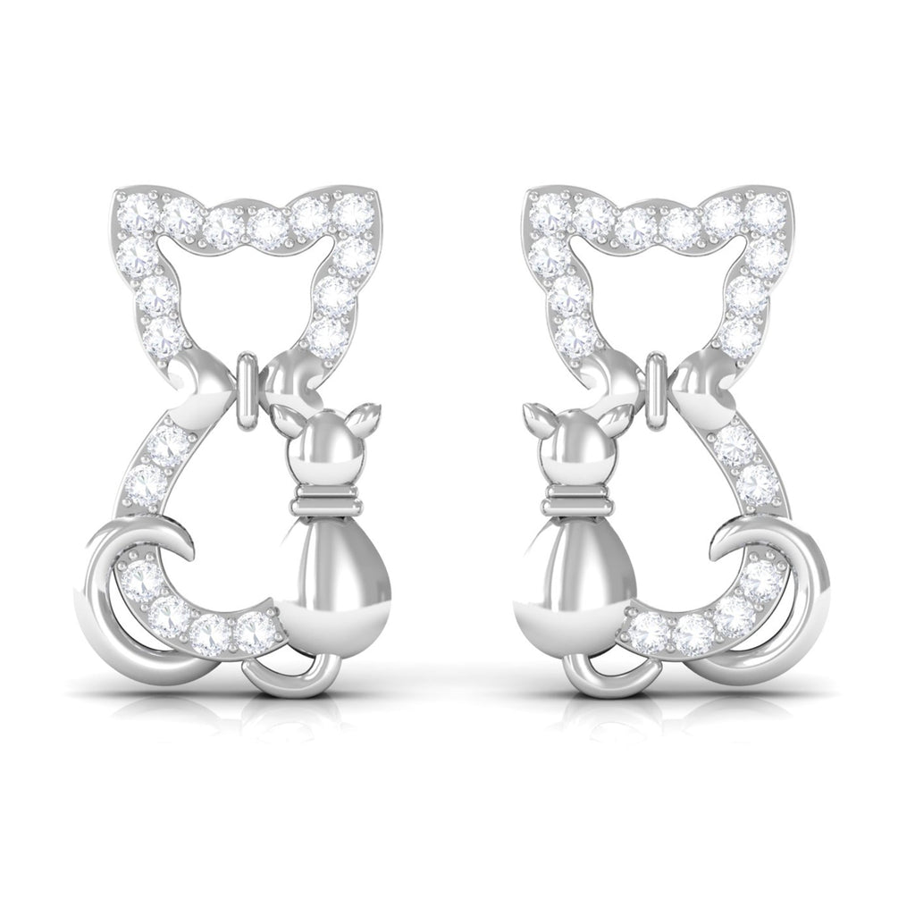 Certified Diamond Cat Stud Earrings