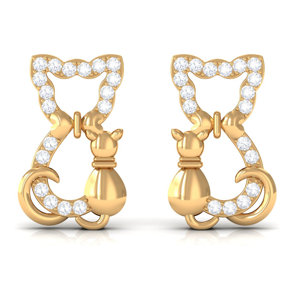 Certified Diamond Cat Stud Earrings