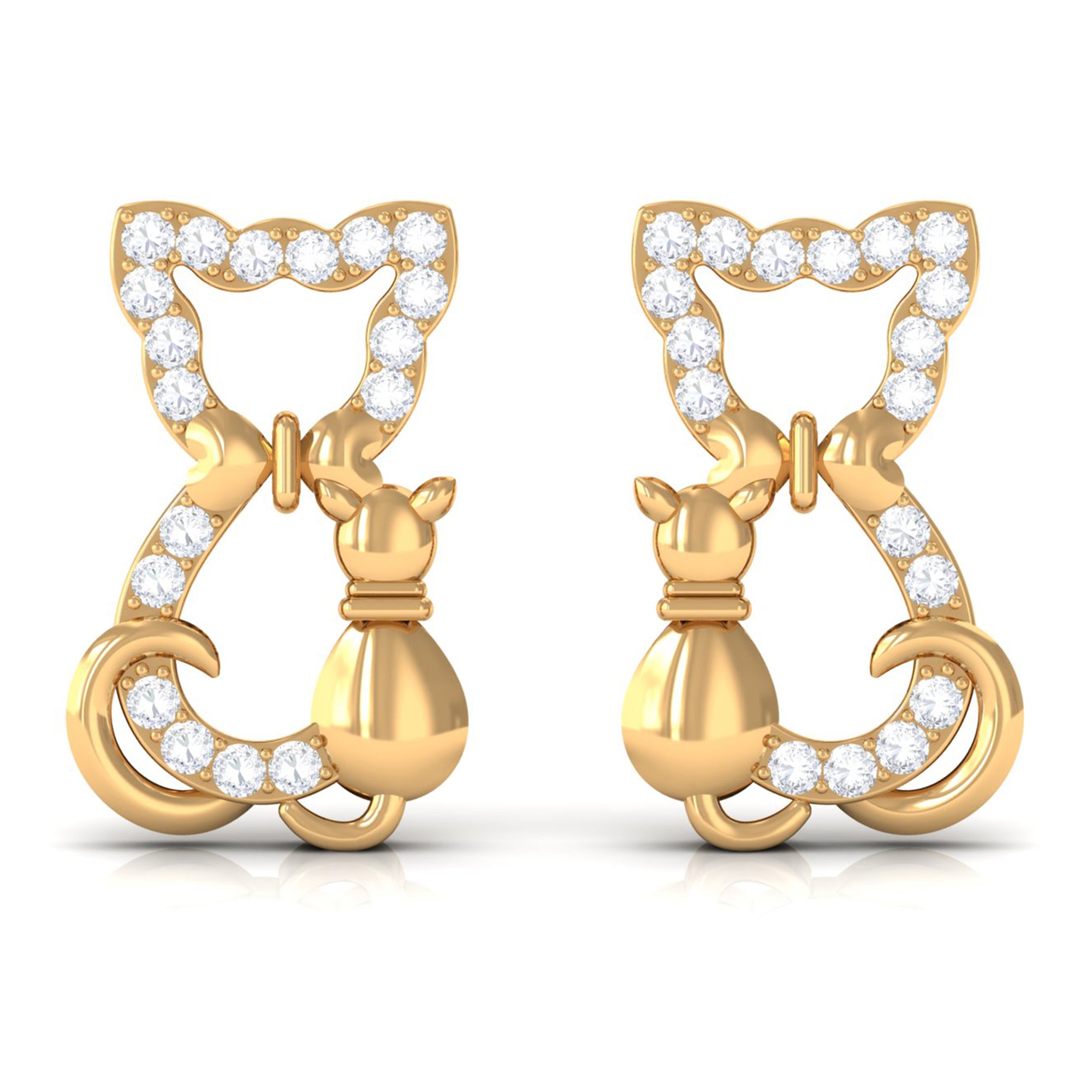 Certified Diamond Cat Stud Earrings