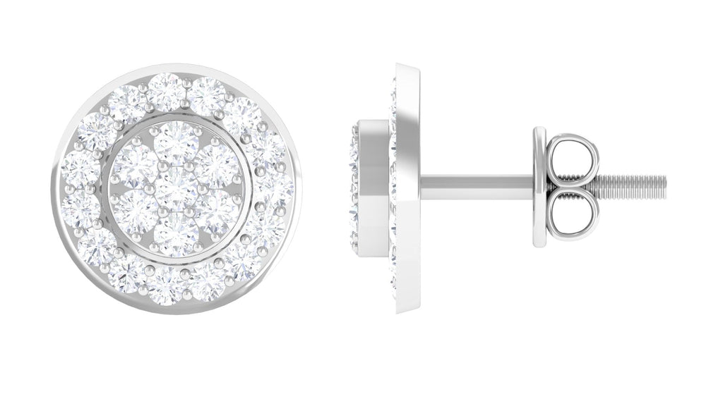 Natural Diamond Round Earrings with Screw Back