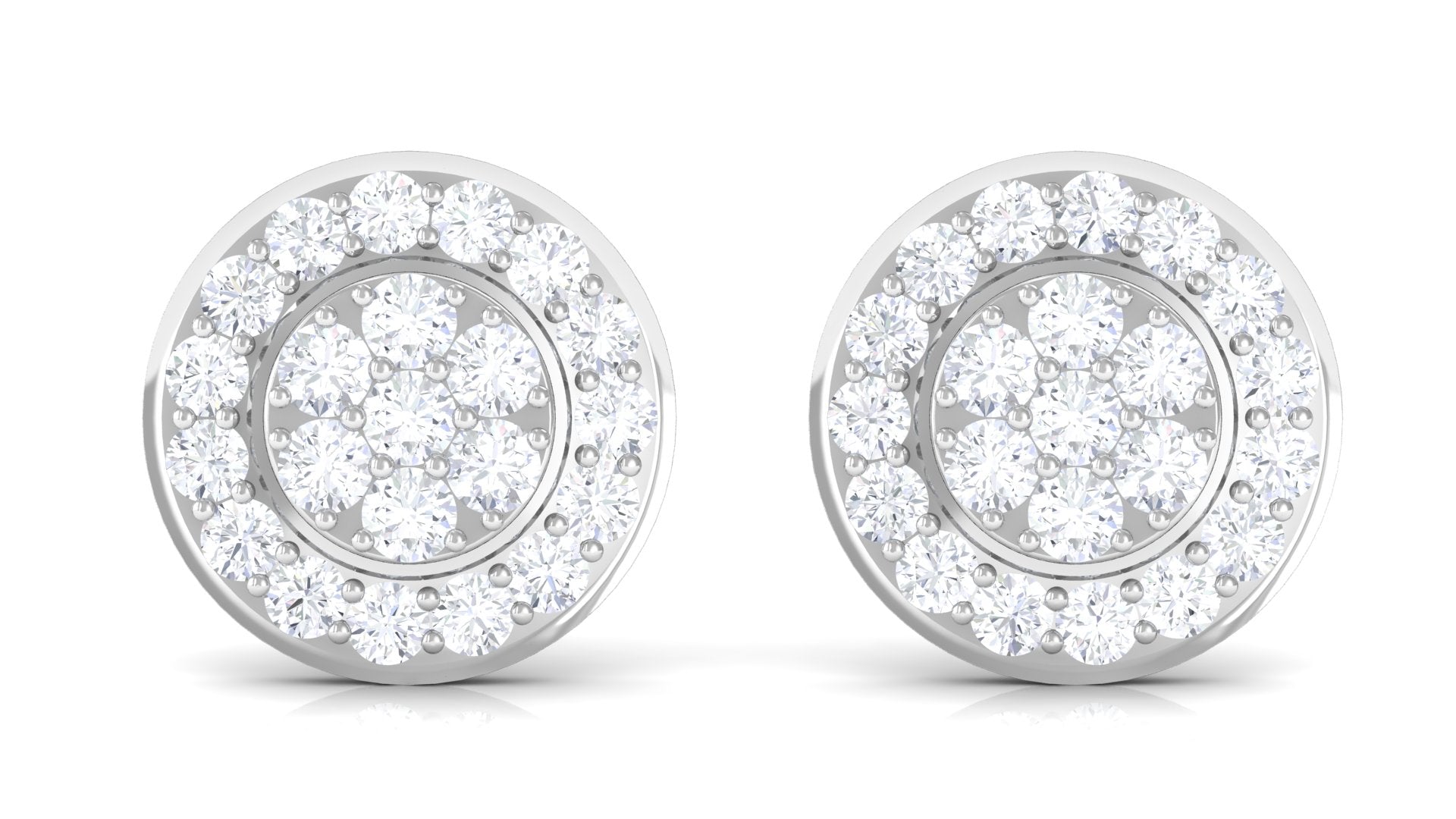 Natural Diamond Round Earrings with Screw Back