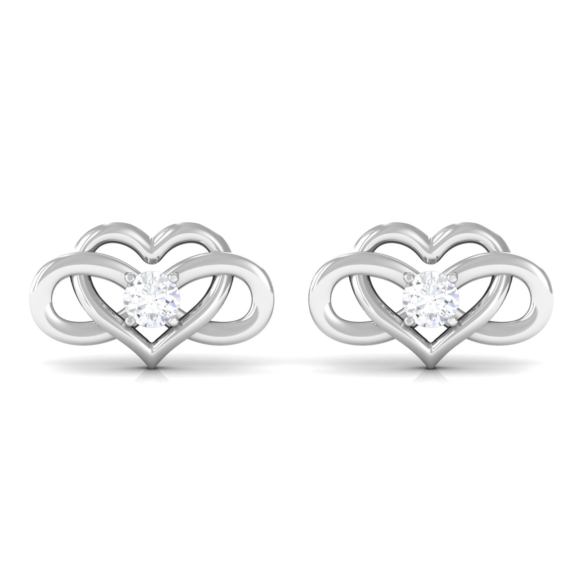 Natural Diamond Infinity Heart Earrings with Screw Back