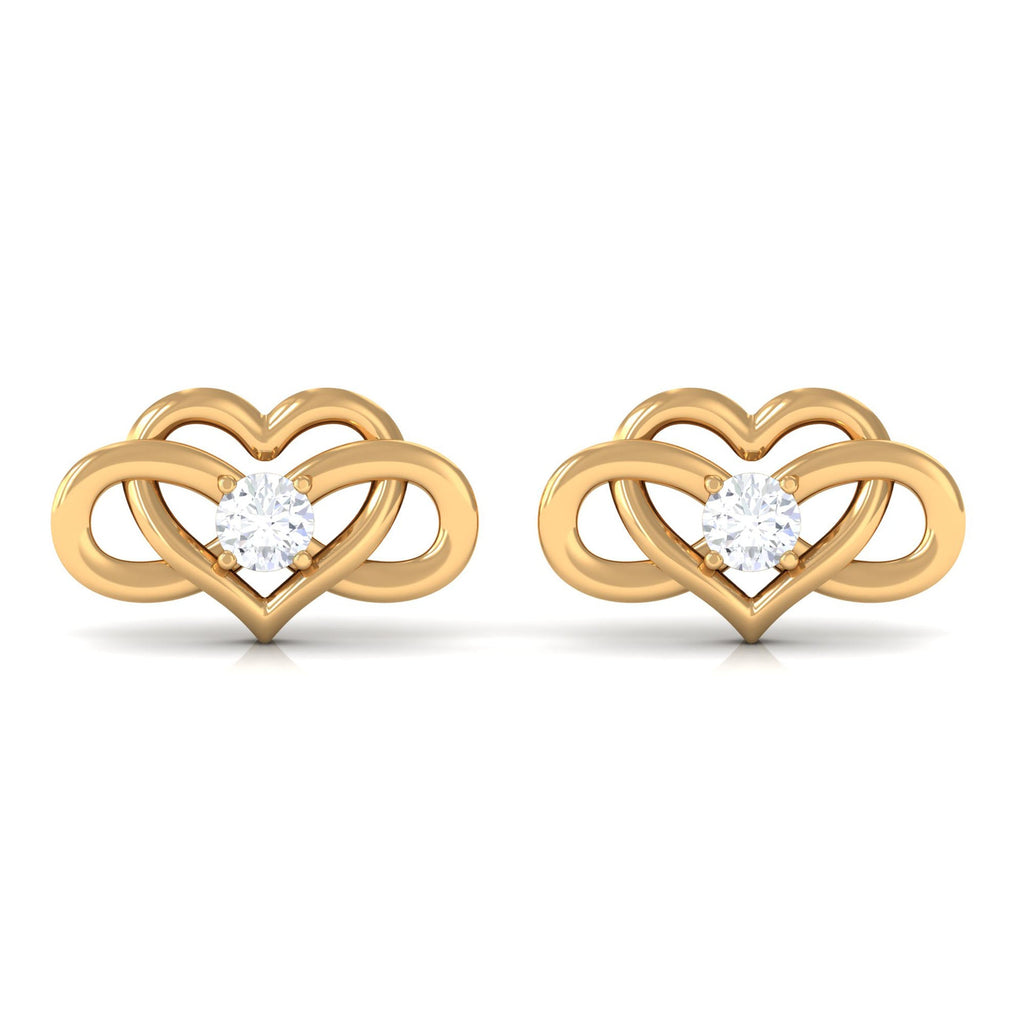 Natural Diamond Infinity Heart Earrings with Screw Back