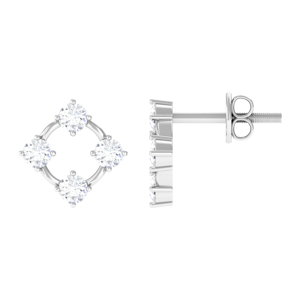 Natural Womens Diamond Stud Earrings with Screw Back