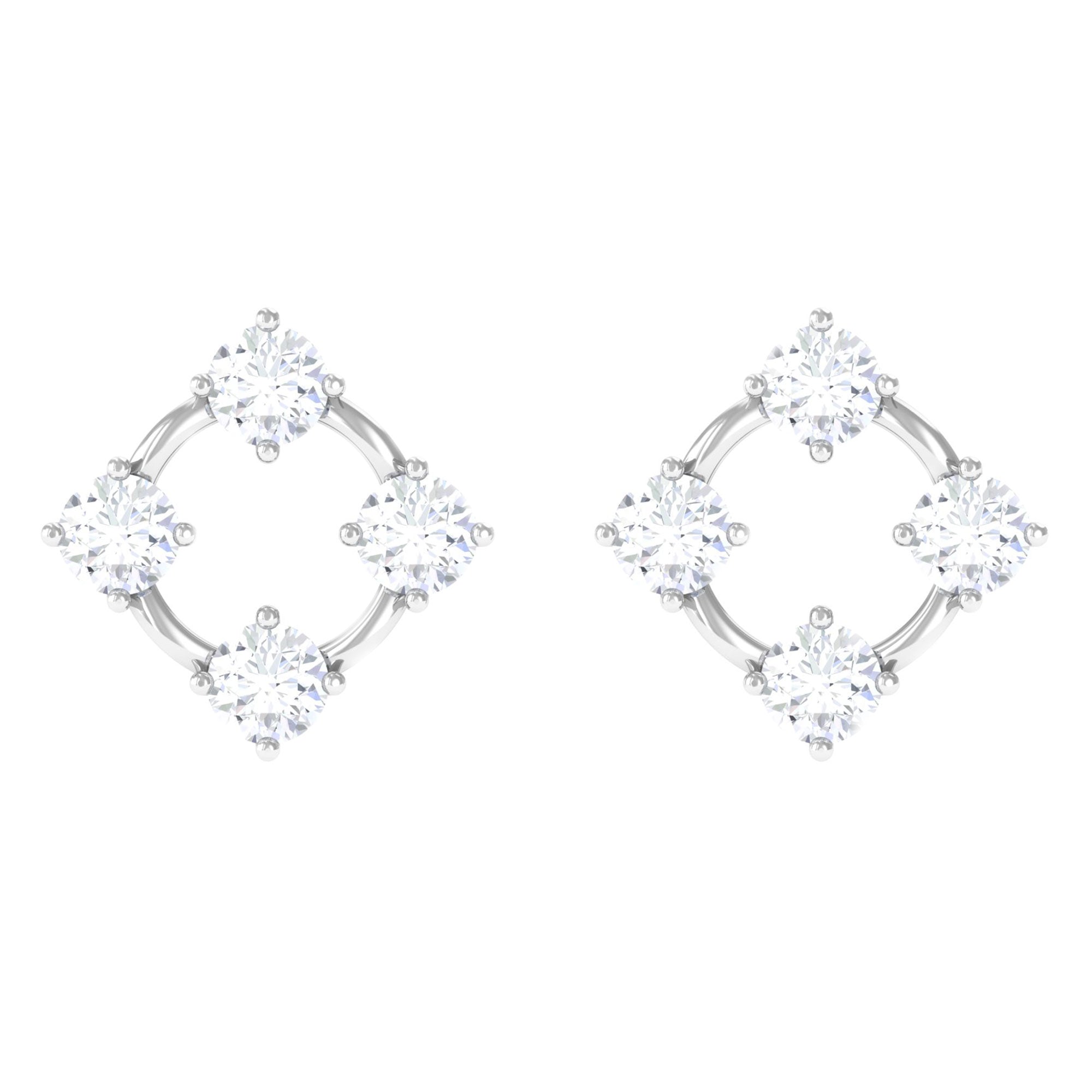 Natural Womens Diamond Stud Earrings with Screw Back