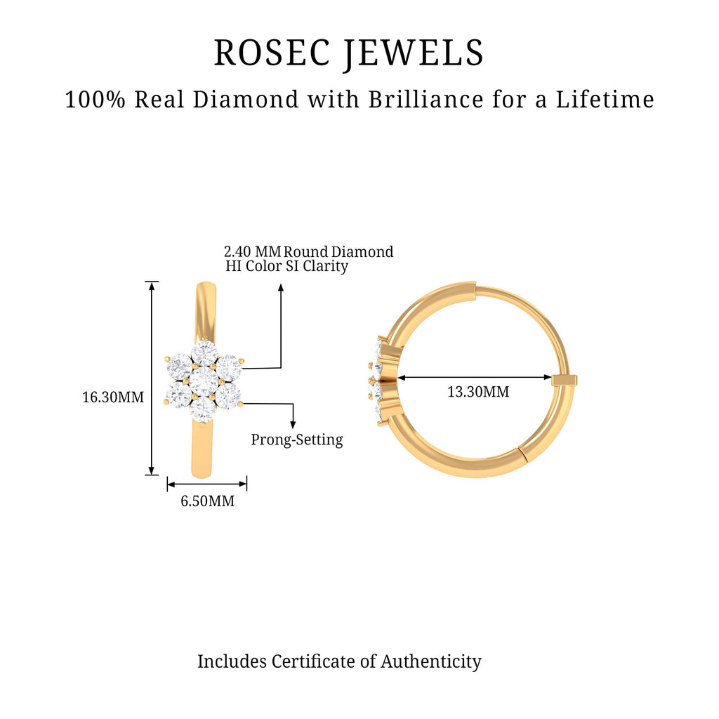 Diamond Flower Hoop Earrings For Her