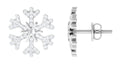 Natural Diamond Snowflake Earrings with Screw Back