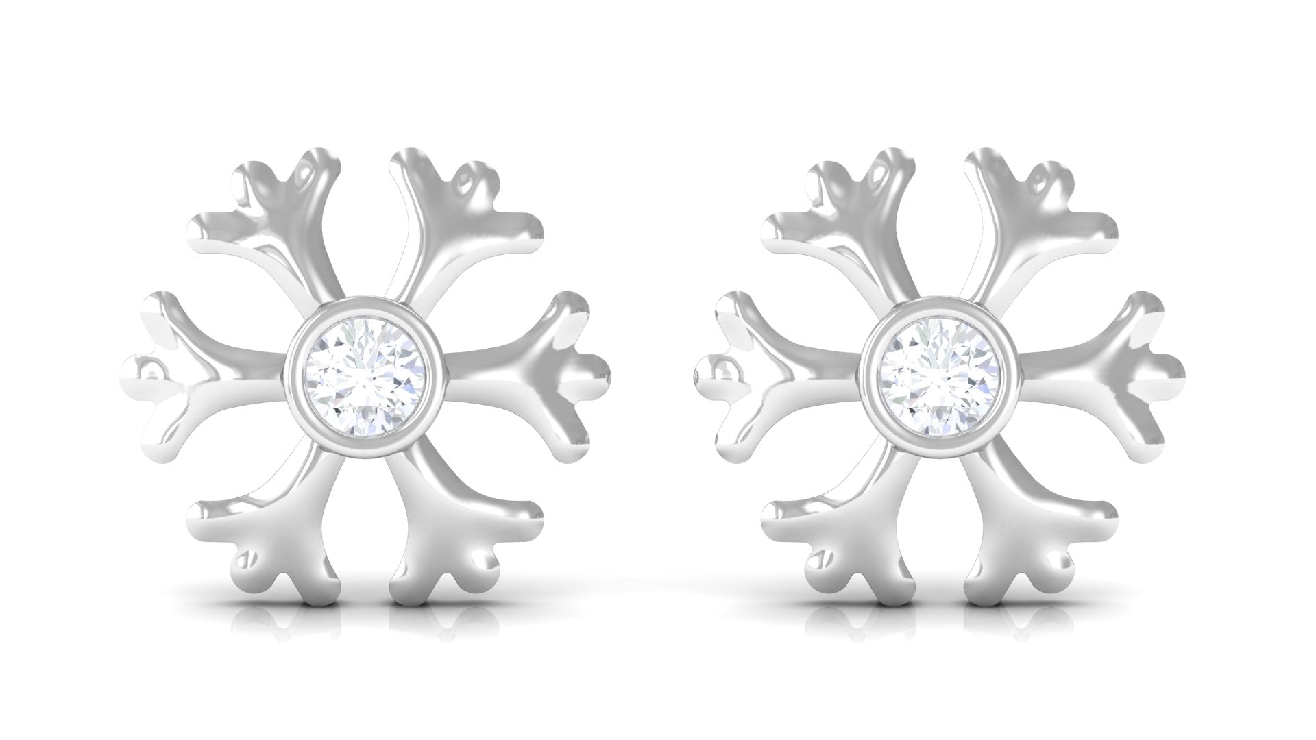 Minimal Diamond Snowflake Earrings with Screw Back