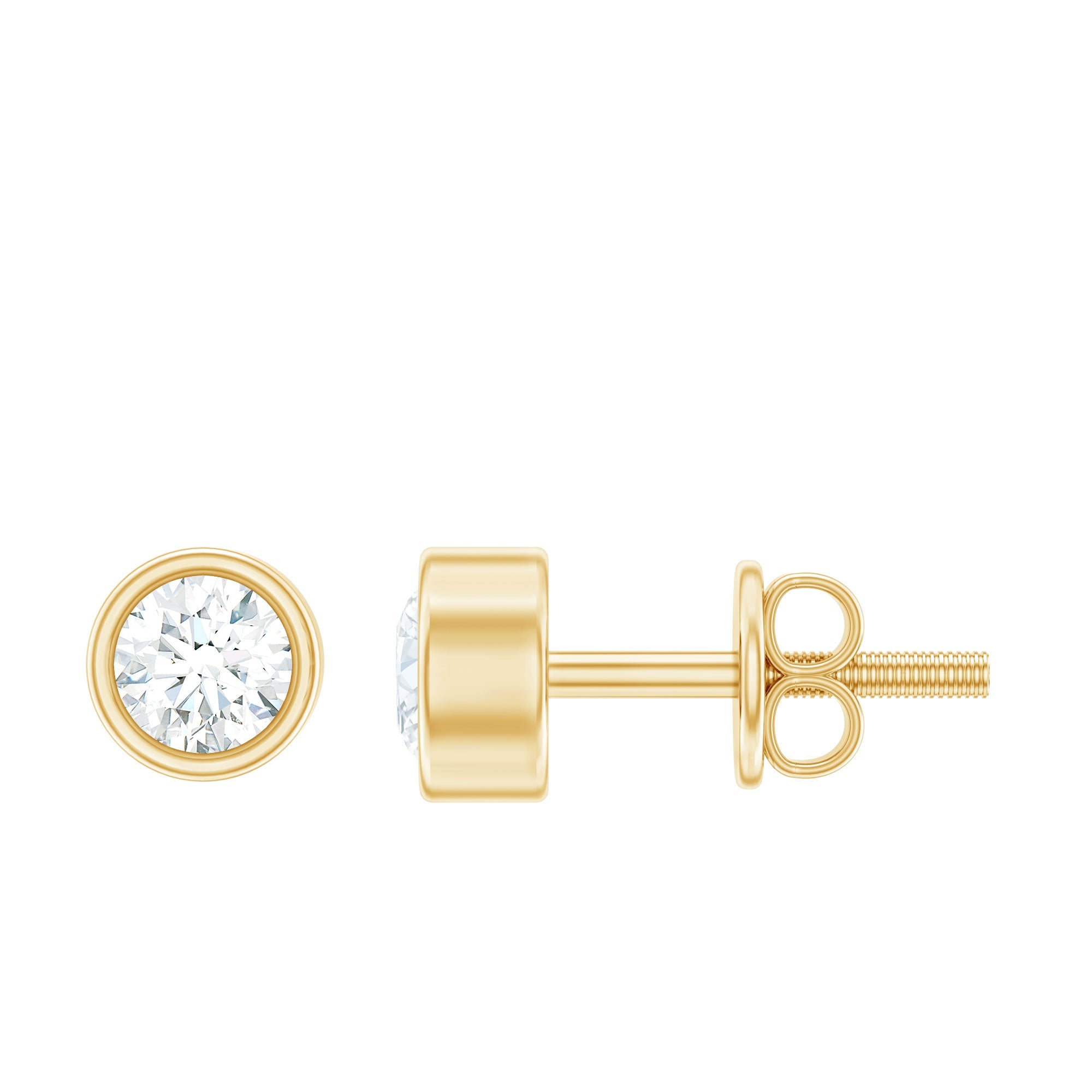 Minimalistic Bezel Set Diamond Stud Earrings