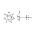 Natural Diamond Flower Earrings with Screw Back