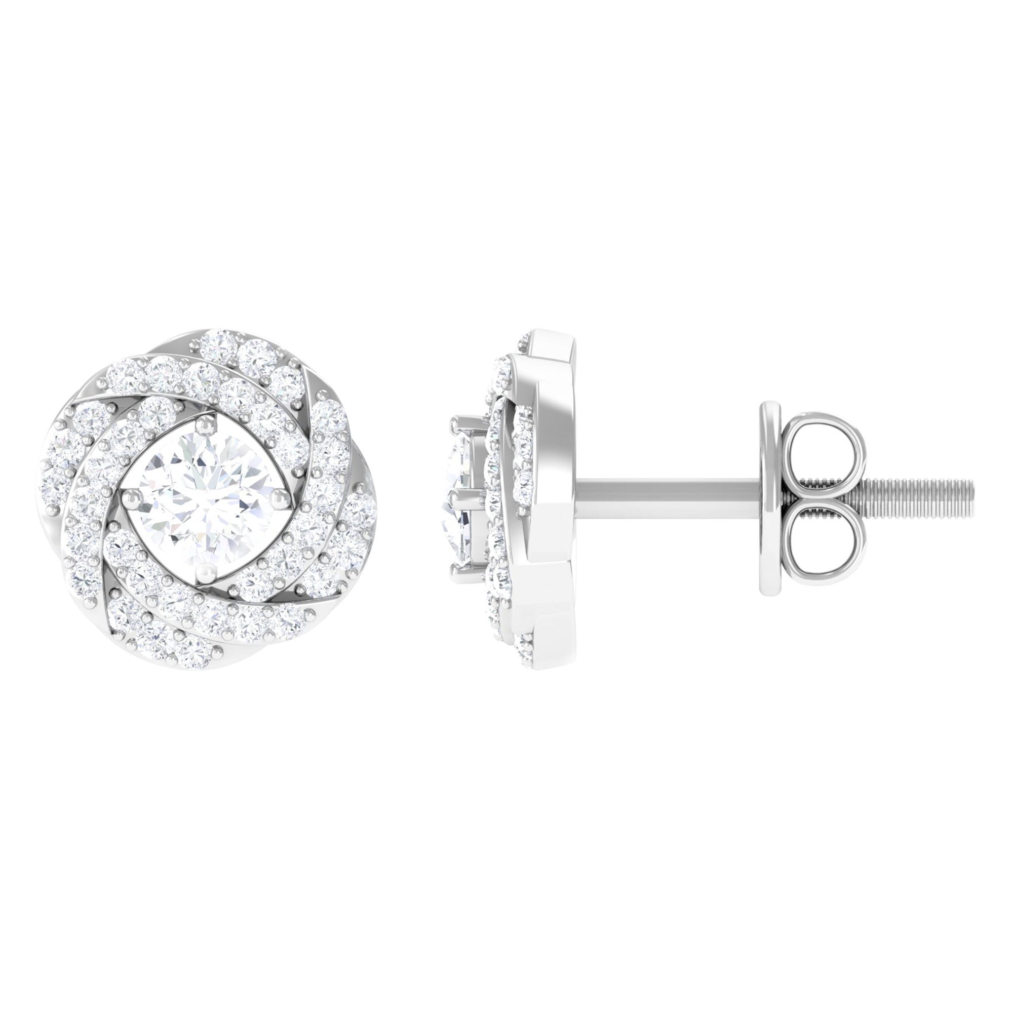 Classic Diamond Cluster Earrings with Screw Back