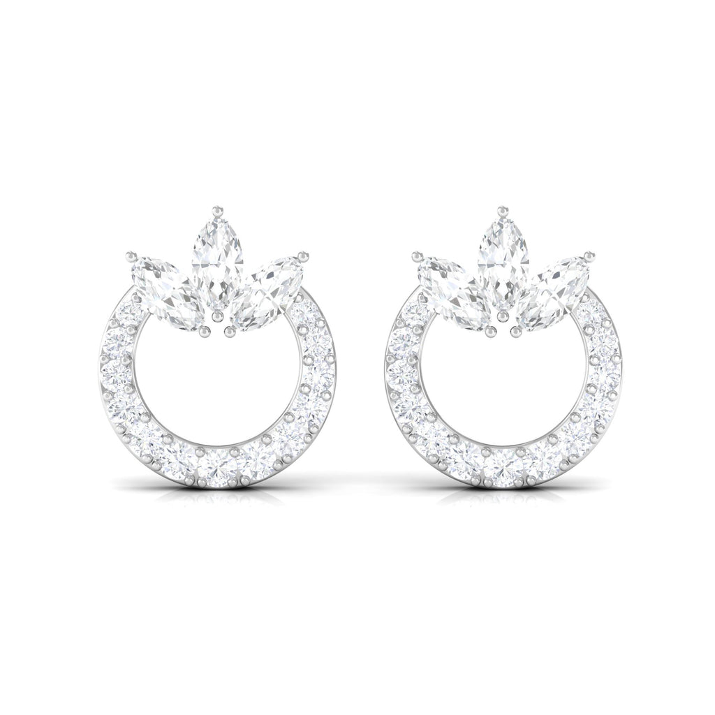 Natural Diamond Circle Stud Earrings with Certificate