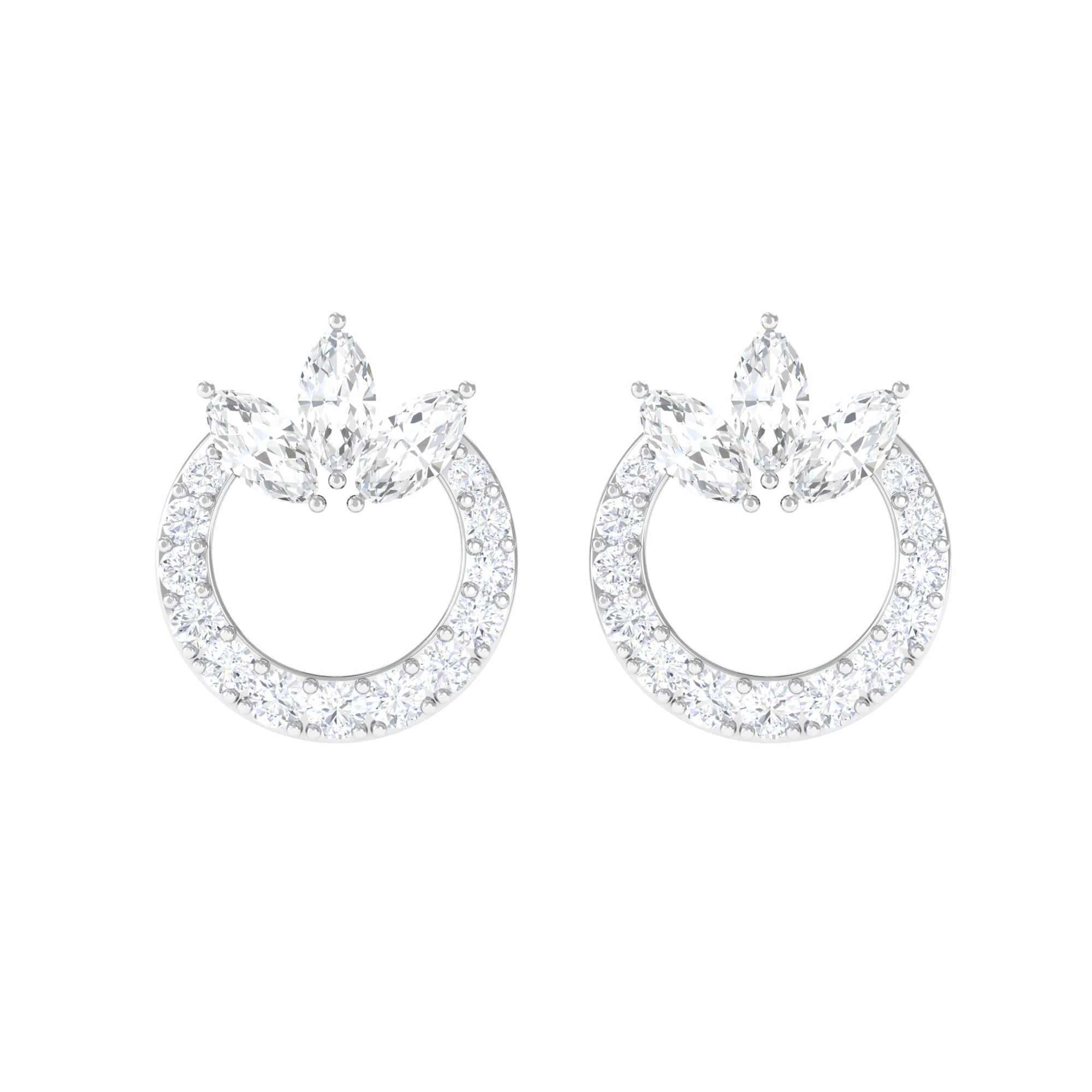 Natural Diamond Circle Stud Earrings with Certificate