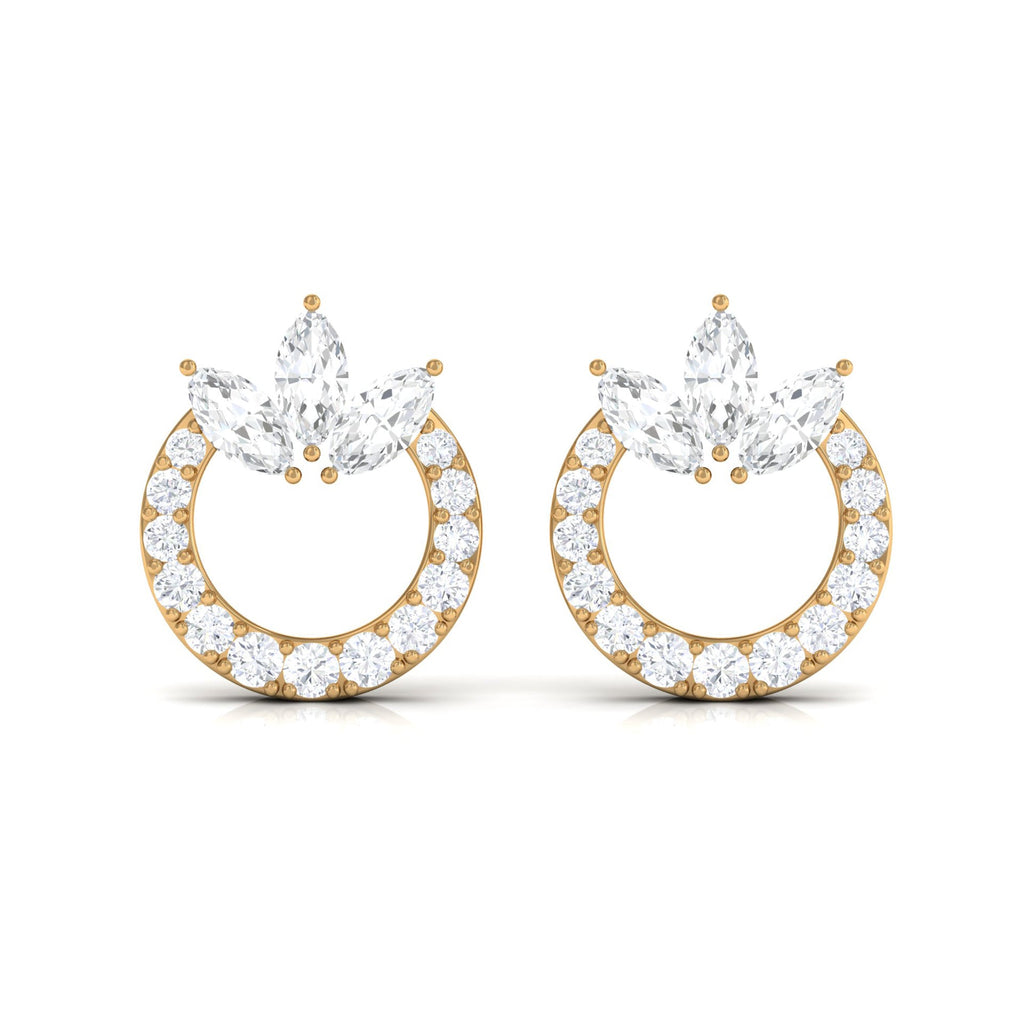 Natural Diamond Circle Stud Earrings with Certificate