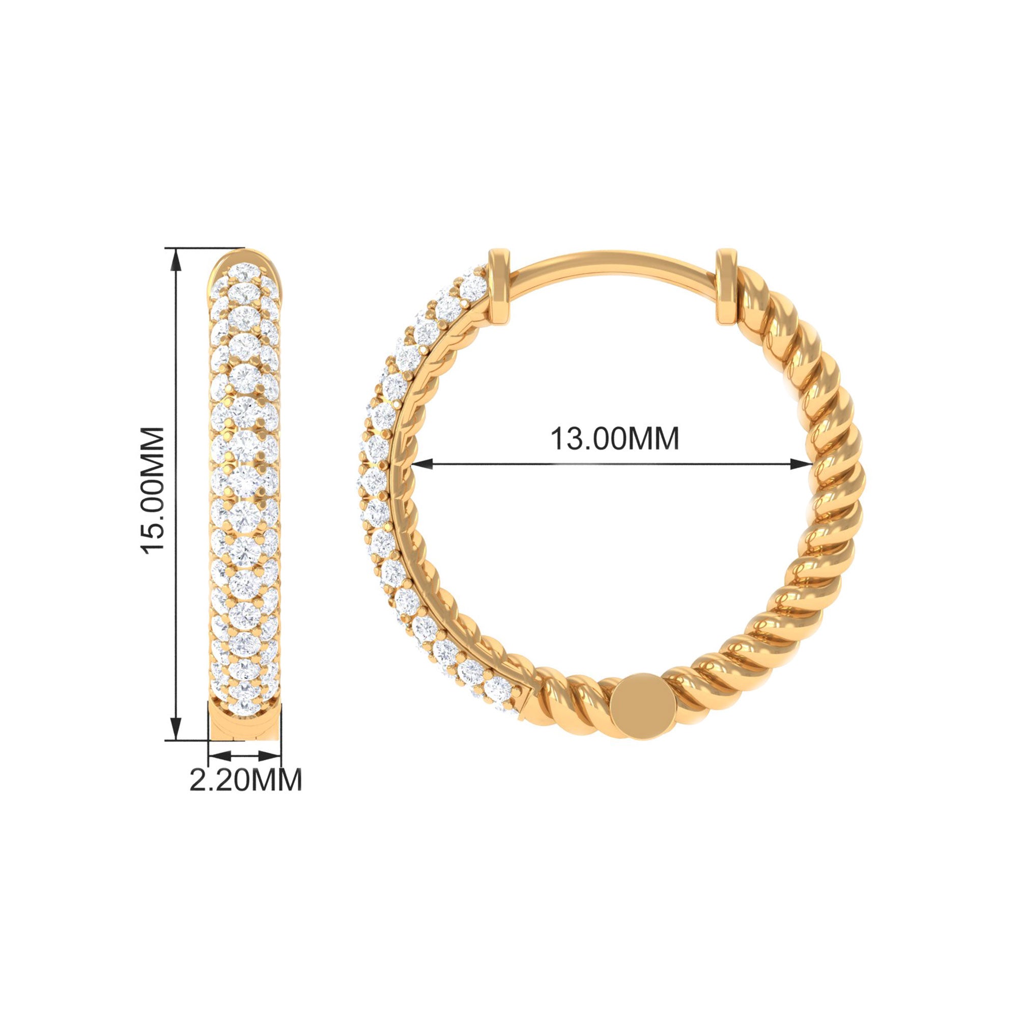 Classic Diamond Hinged Hoop Earrings with Certificate