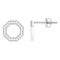 Certified Real Diamond Geometric Earrings with Screw Back