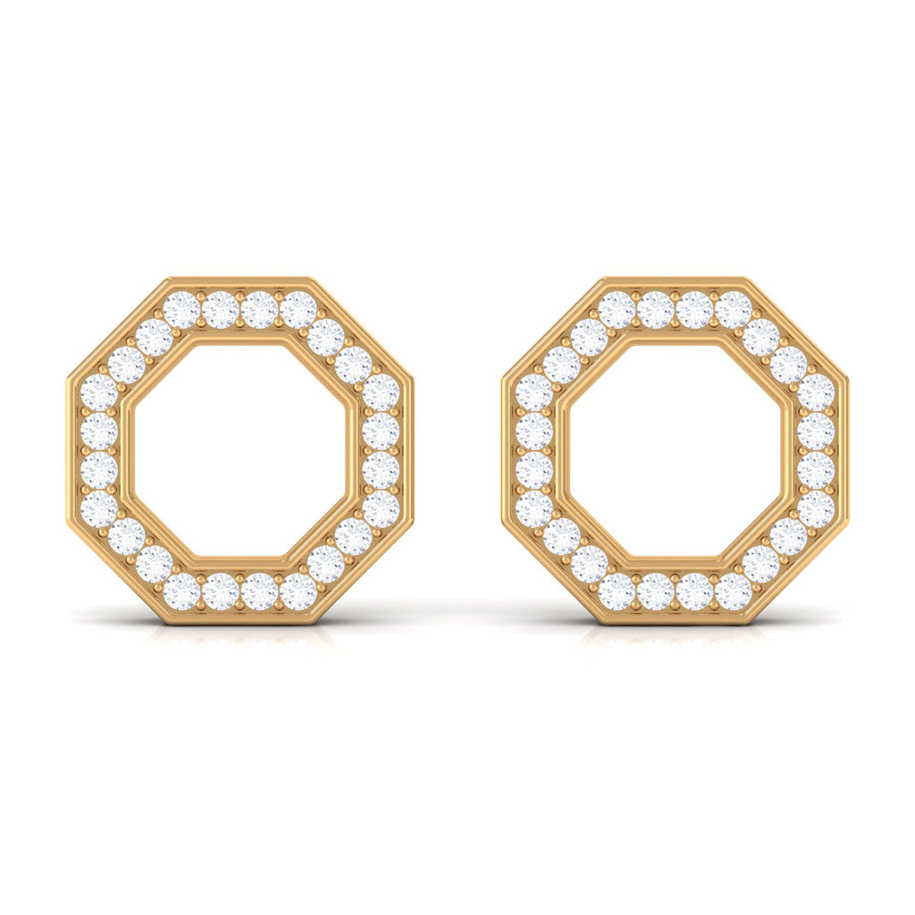 Certified Real Diamond Geometric Earrings with Screw Back