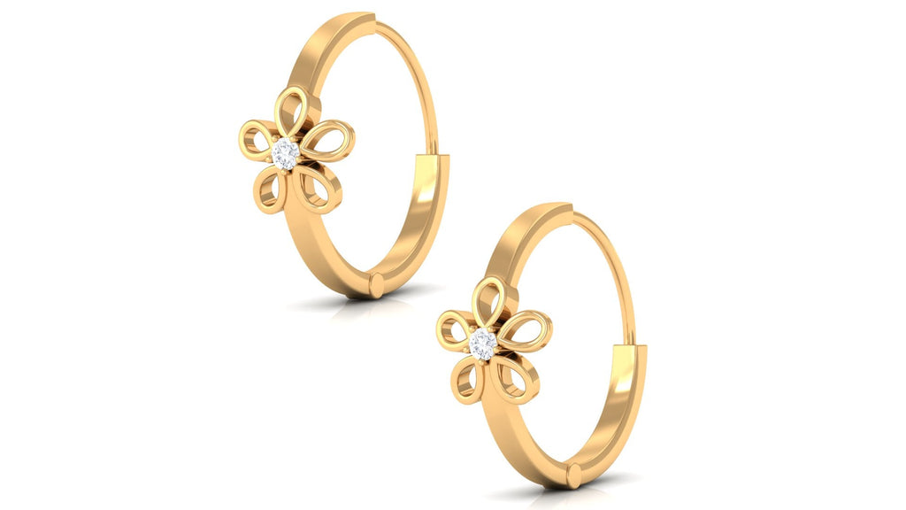 Diamond Flower Huggie Earrings for Women
