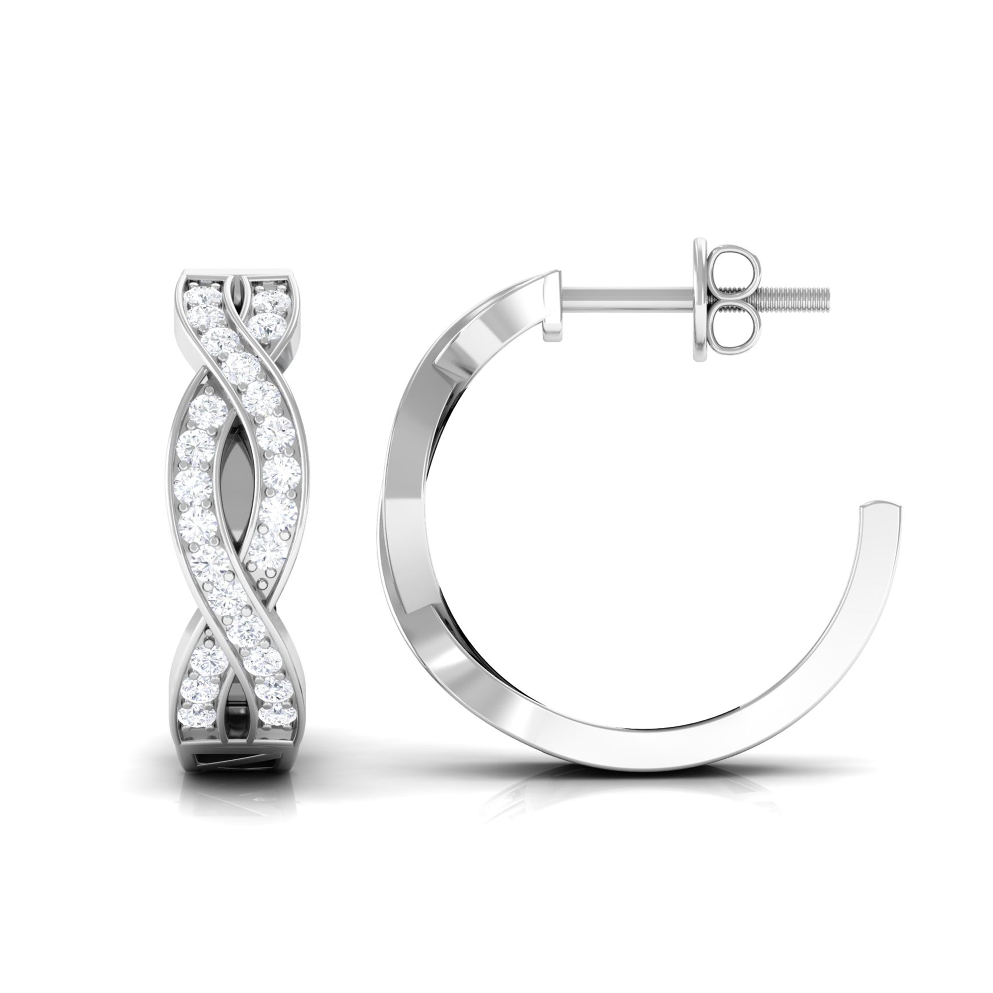 Natural Infinity Style Diamond Hoop Earrings