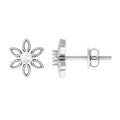 Natural Diamond Flower Stud Earrings with Certificate
