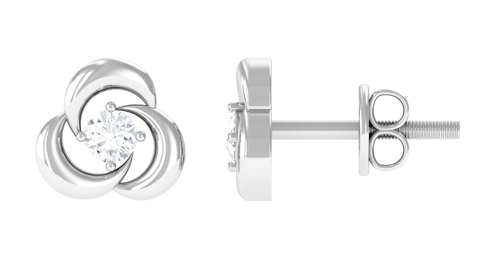 Diamond Swirl Stud Earring with Screw Back