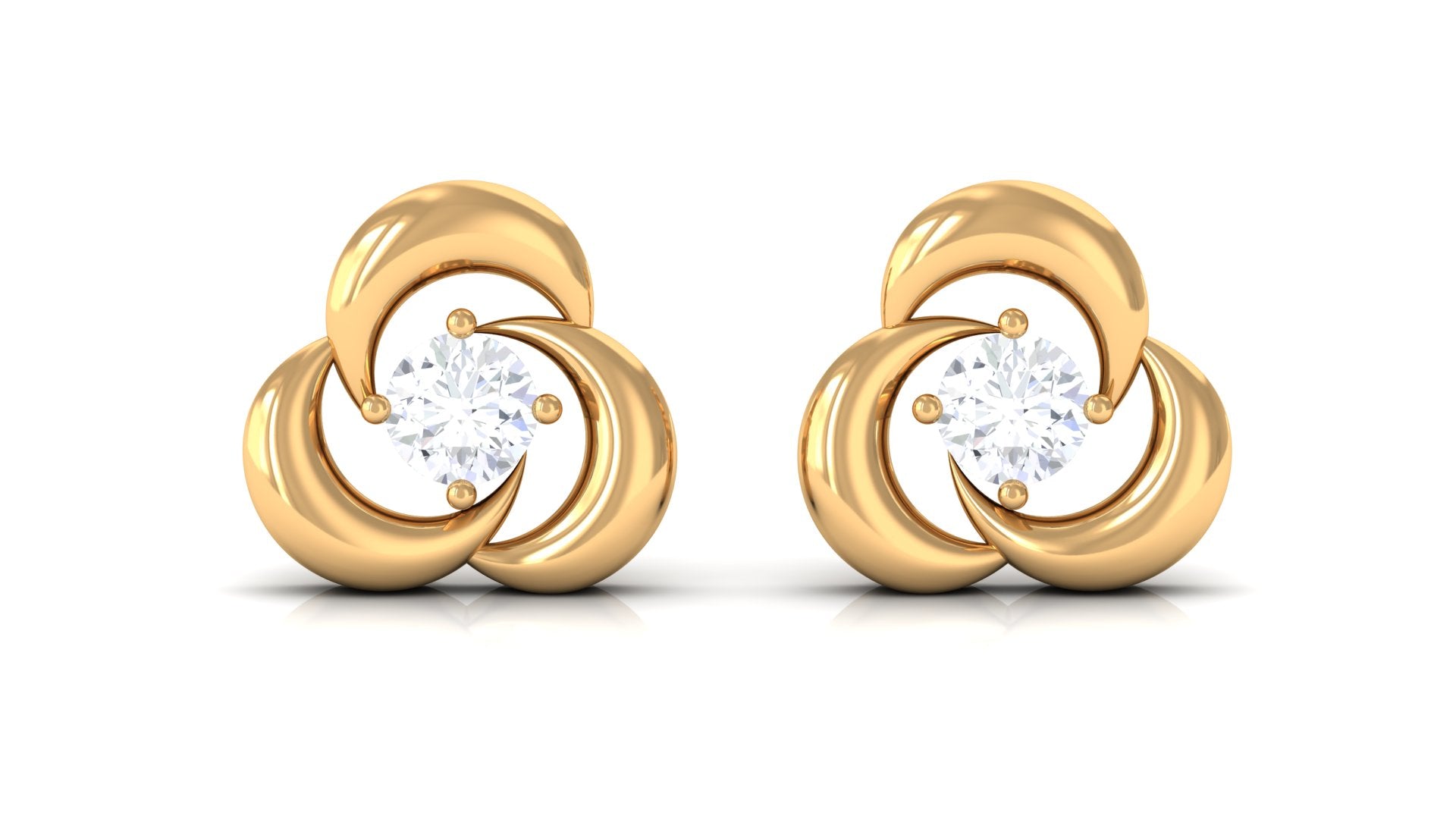 Diamond Swirl Stud Earring with Screw Back
