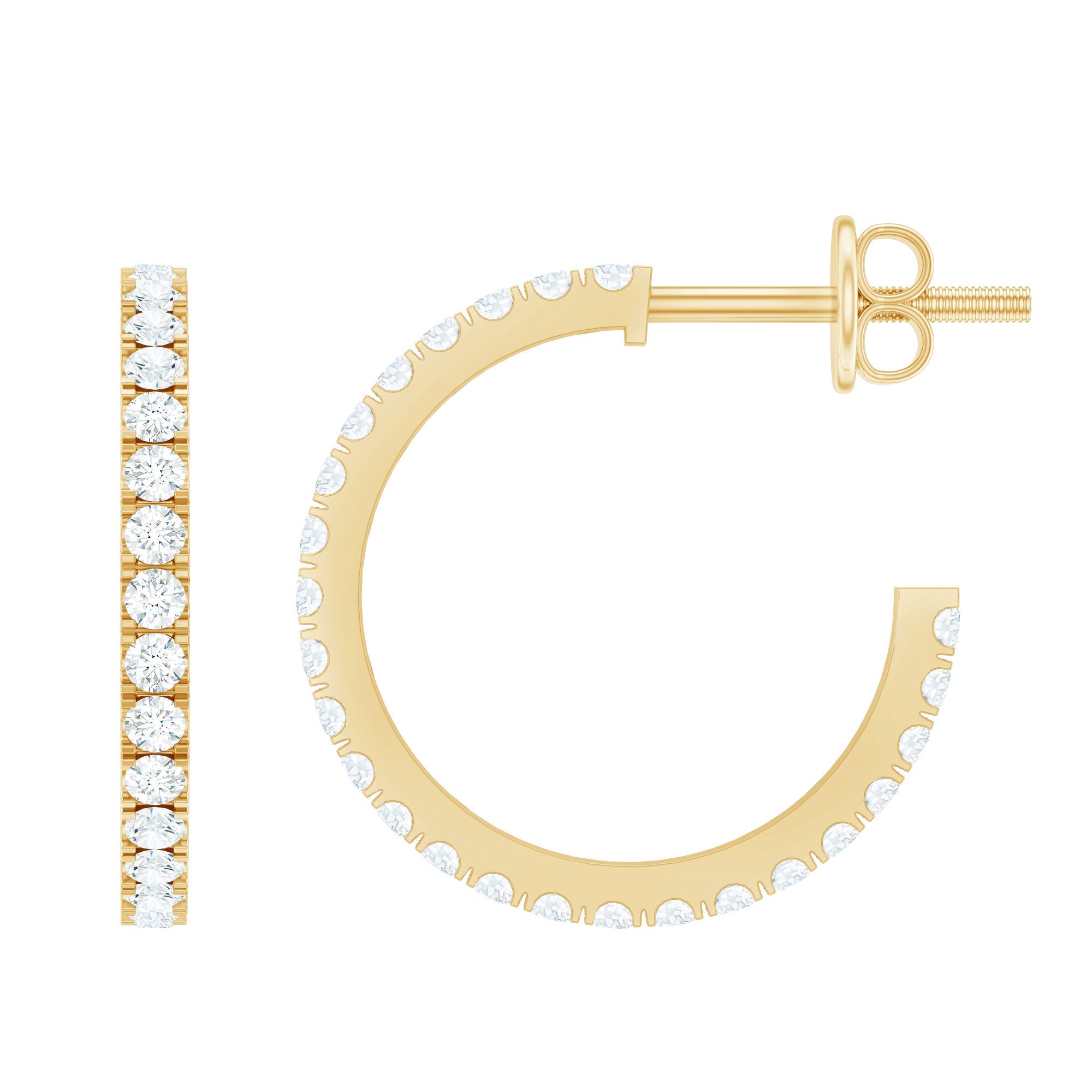 Round Shaped Diamond Hoop Earrings