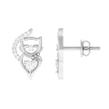 Heart Diamond Cat Stud Earrings For Women