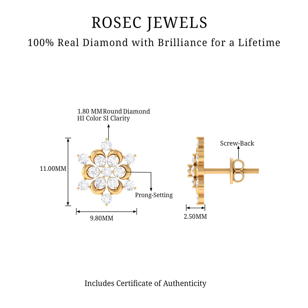 Certified Diamond Snowflake Stud Earrings