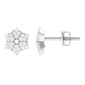 Certified Real Diamond Flower Earrings with Screw Back