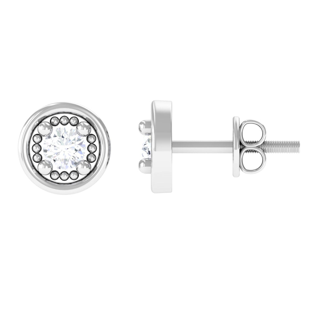 Genuine Diamond Vintage Stud Earrings with Screw Back
