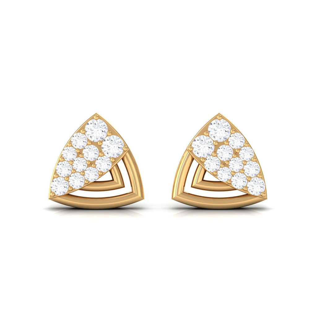 Genuine Diamond Geometric Stud Earrings with Screw Back