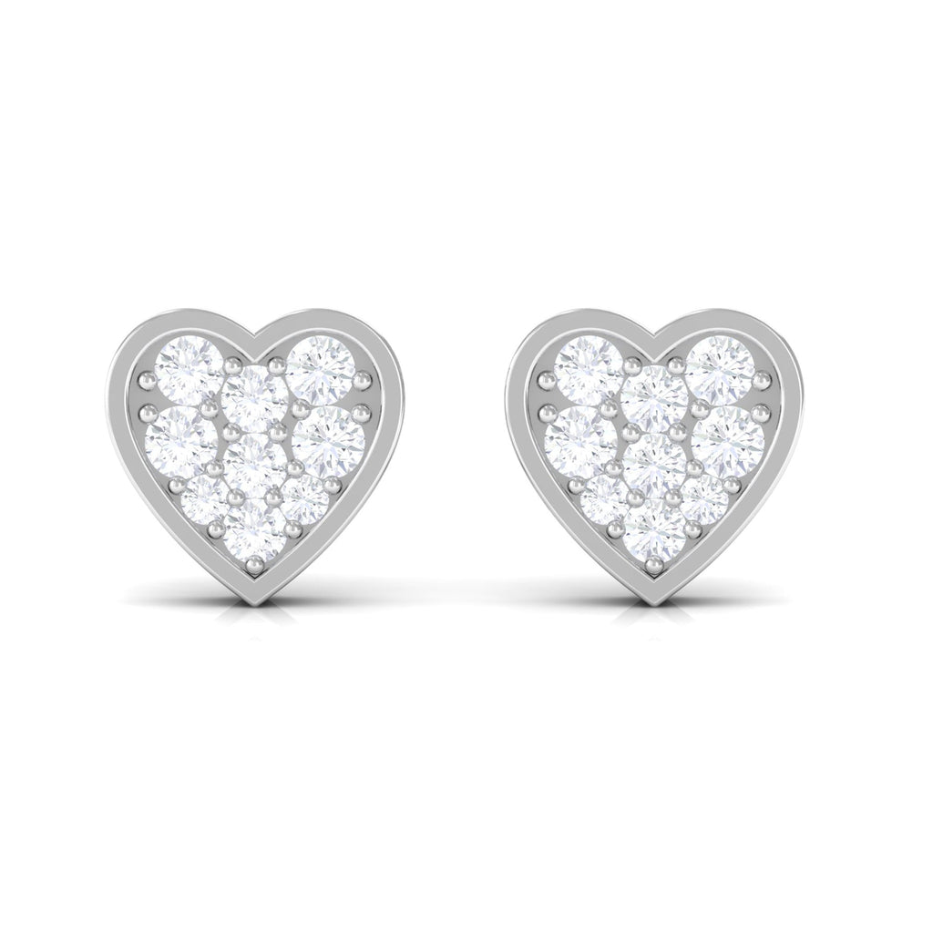 Natural Diamond Heart Shape Stud Earrings with Certificate
