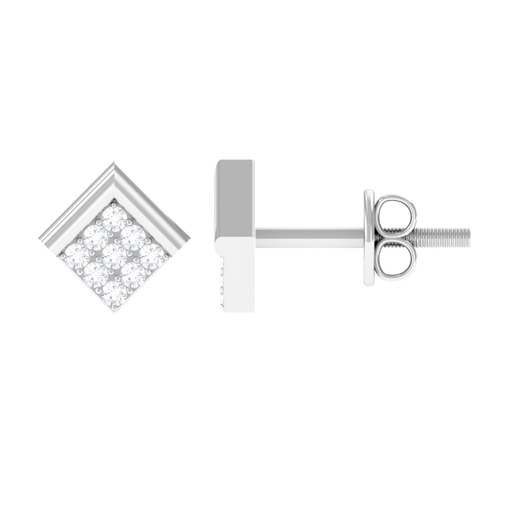 Natural Diamond Geometric Earrings with Screw Back